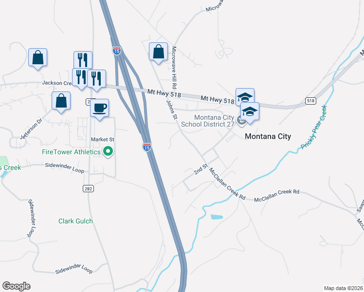 map of restaurants, bars, coffee shops, grocery stores, and more near 14 Johns Street in Clancy