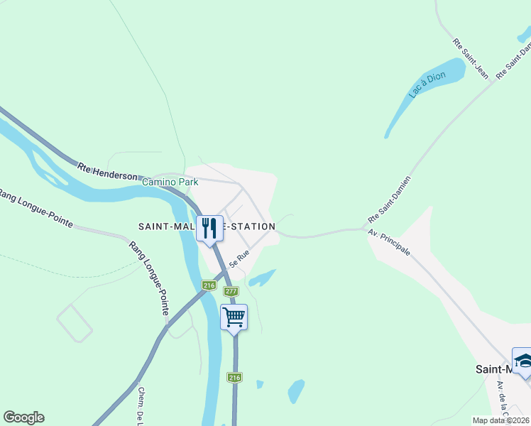 map of restaurants, bars, coffee shops, grocery stores, and more near 705 Avenue Principale in Saint-Malachie
