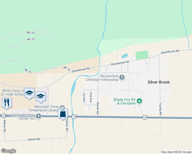 map of restaurants, bars, coffee shops, grocery stores, and more near 161 Gharet Road in Randle