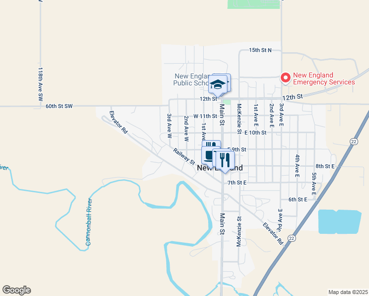 map of restaurants, bars, coffee shops, grocery stores, and more near 42 East 9th Street in New England