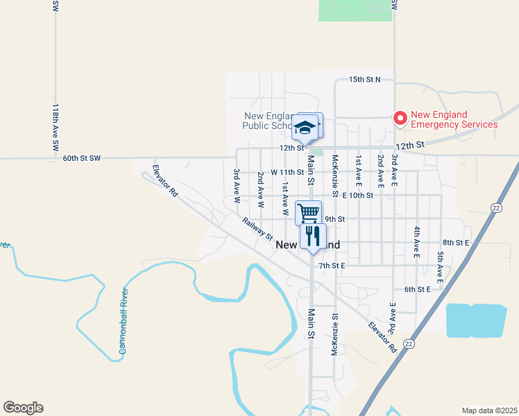 map of restaurants, bars, coffee shops, grocery stores, and more near 42 East 9th Street in New England