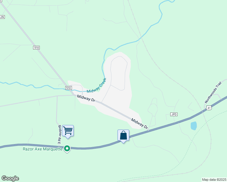map of restaurants, bars, coffee shops, grocery stores, and more near 31 Longyear Drive in Negaunee
