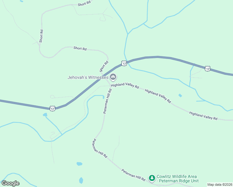 map of restaurants, bars, coffee shops, grocery stores, and more near 124 Highland Valley Road in Morton
