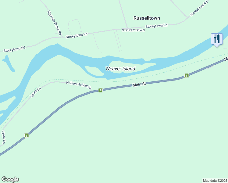 map of restaurants, bars, coffee shops, grocery stores, and more near 28 New Brunswick 8 in Doaktown
