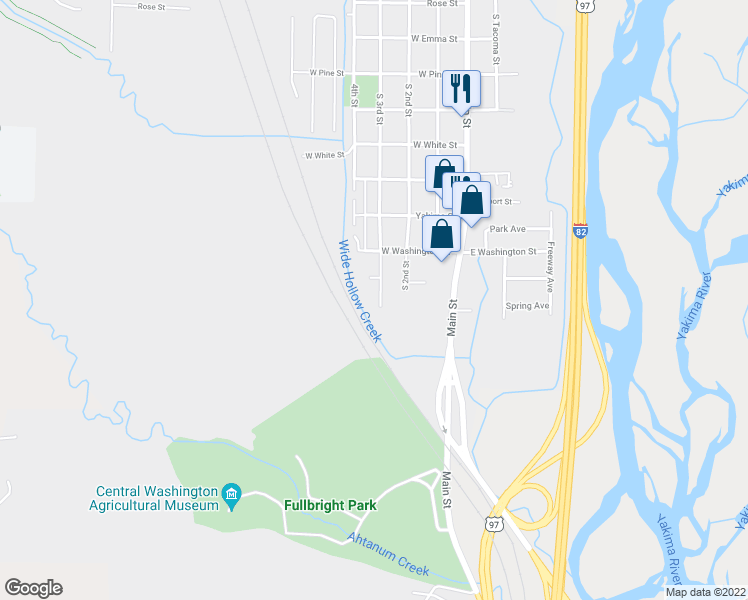 map of restaurants, bars, coffee shops, grocery stores, and more near 4212 South 3rd Street in Union Gap