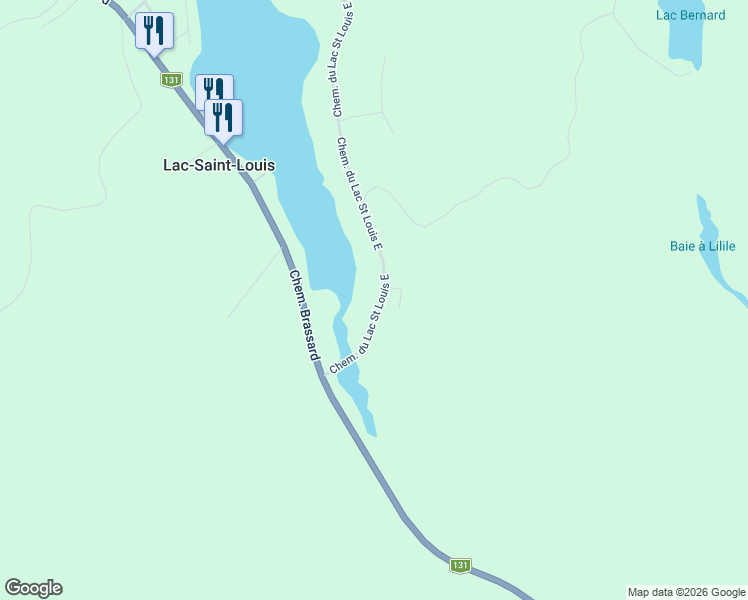 map of restaurants, bars, coffee shops, grocery stores, and more near 80 Chemin du Lac Saint Louis Est in Saint-Zã©Non
