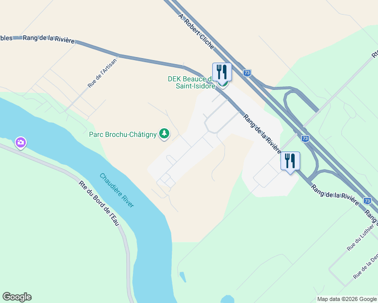 map of restaurants, bars, coffee shops, grocery stores, and more near 110 Rue du Soudeur in Saint-Isidore