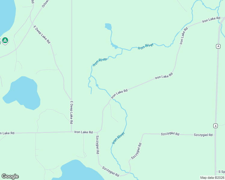 map of restaurants, bars, coffee shops, grocery stores, and more near Iron Lake Road in Iron River