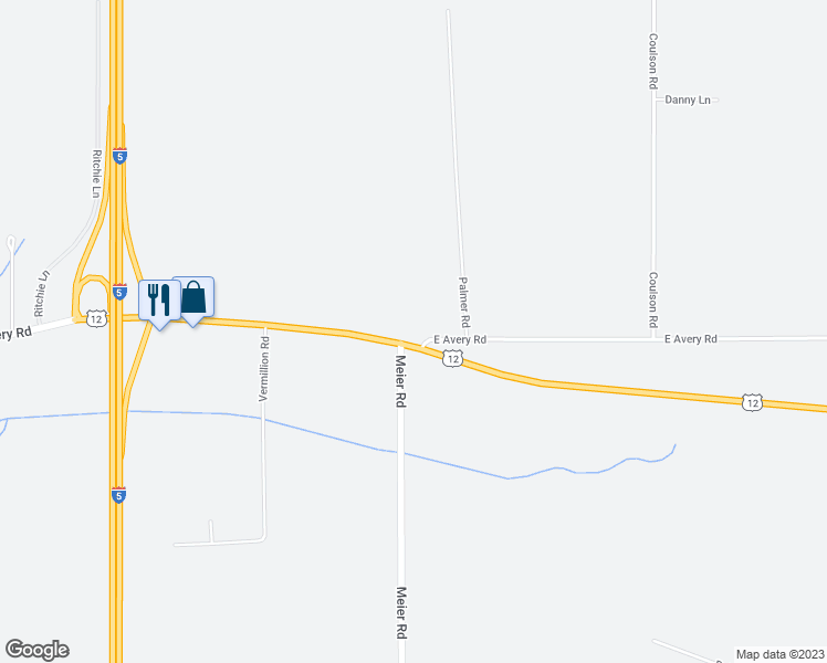 map of restaurants, bars, coffee shops, grocery stores, and more near 105 East Avery Road in Chehalis