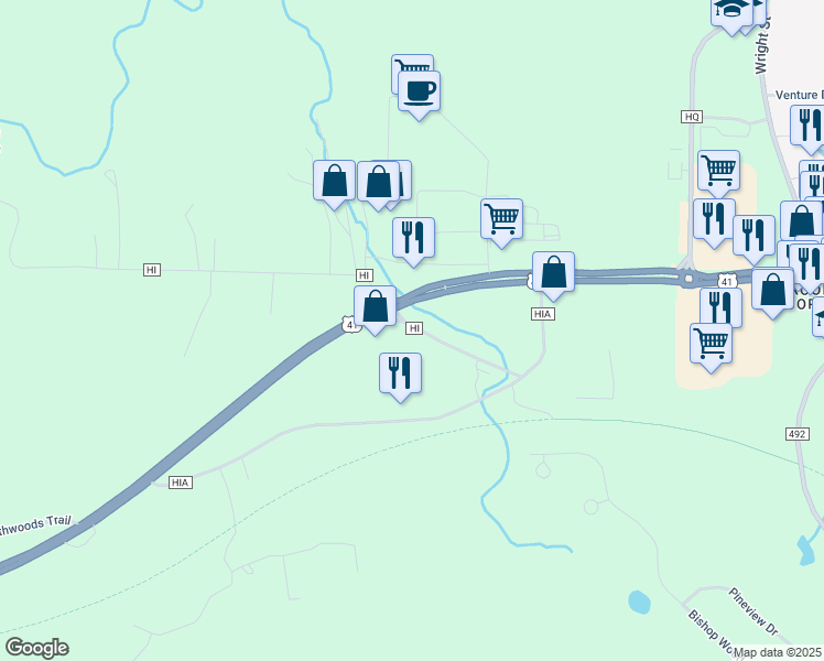 map of restaurants, bars, coffee shops, grocery stores, and more near 180 Brickyard Road in Marquette