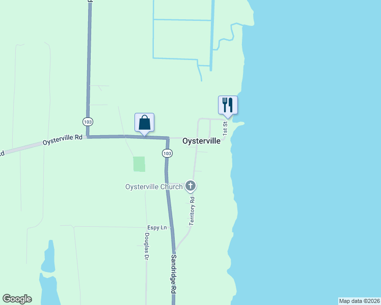 map of restaurants, bars, coffee shops, grocery stores, and more near 34009 Territory Road in Oysterville