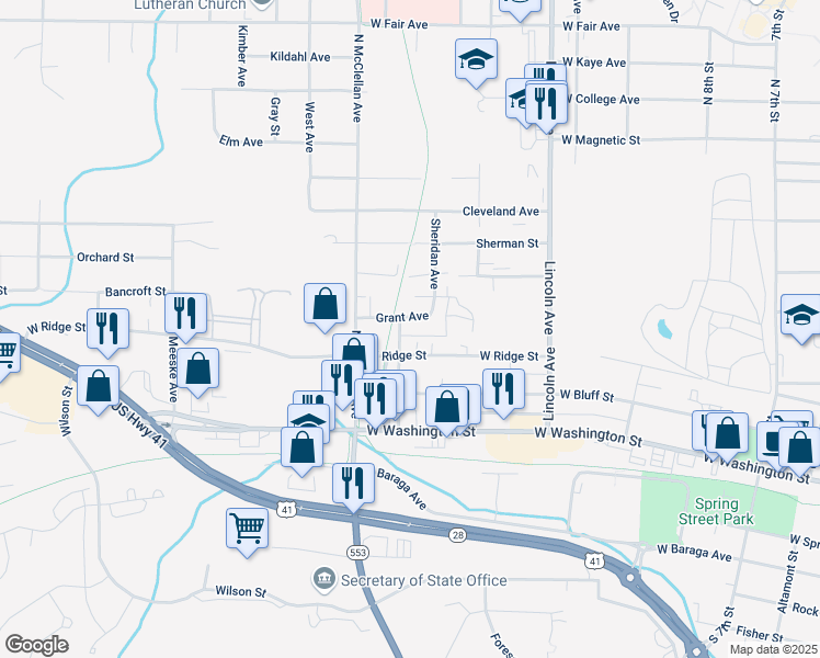map of restaurants, bars, coffee shops, grocery stores, and more near 308 Rublein Street in Marquette