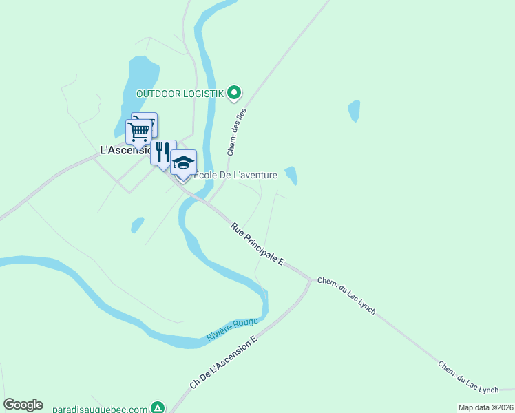 map of restaurants, bars, coffee shops, grocery stores, and more near Rue Jérôme in Laurentides