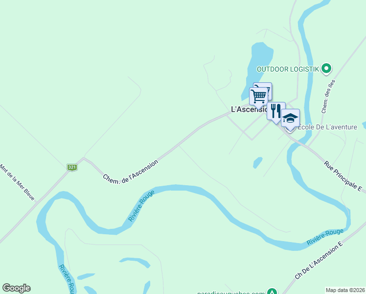 map of restaurants, bars, coffee shops, grocery stores, and more near 46 Rue de la Vallée in L'Ascension