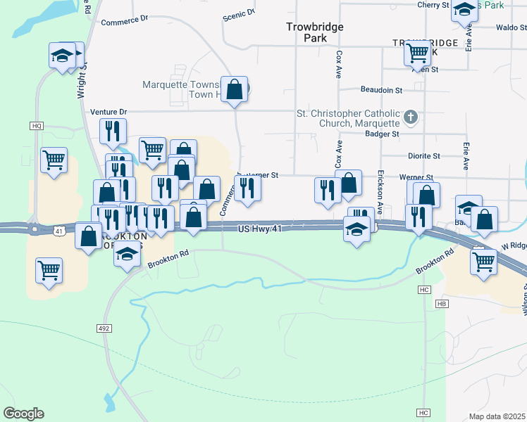 map of restaurants, bars, coffee shops, grocery stores, and more near 2680 U.S. 41 in Marquette