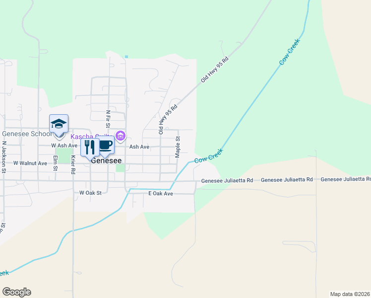 map of restaurants, bars, coffee shops, grocery stores, and more near 212 Maple in Genesee