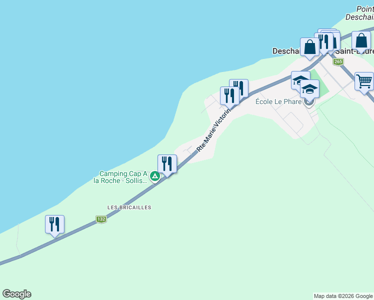 map of restaurants, bars, coffee shops, grocery stores, and more near 24e Av in Deschaillons-sur-Saint-Laurent