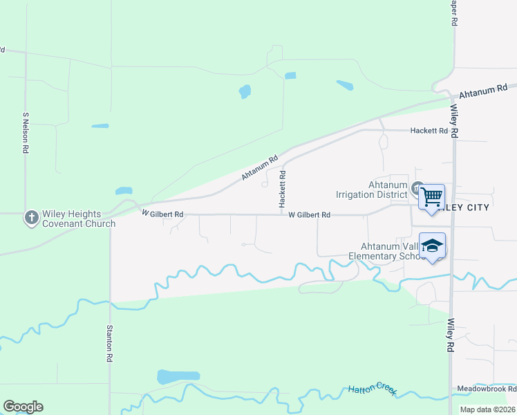 map of restaurants, bars, coffee shops, grocery stores, and more near 11406 Gilbert Road in Yakima