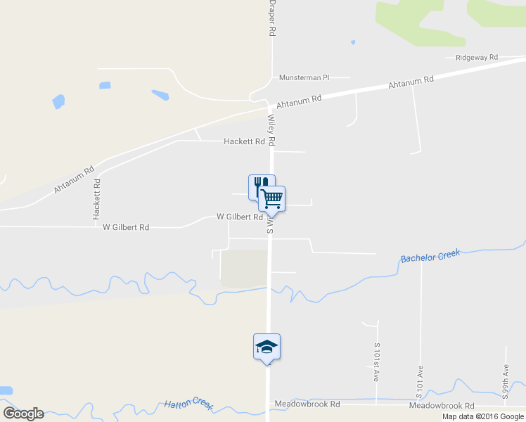 map of restaurants, bars, coffee shops, grocery stores, and more near 10609 Gilbert Rd in Yakima