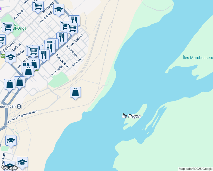 map of restaurants, bars, coffee shops, grocery stores, and more near 122-124 Rue D. R. Wilson in Shawinigan