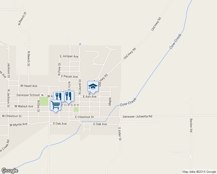 map of restaurants, bars, coffee shops, grocery stores, and more near 505 East Hazel Street in Genesee