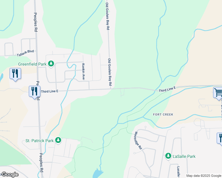 map of restaurants, bars, coffee shops, grocery stores, and more near 174 Third Line East in Sault Ste. Marie