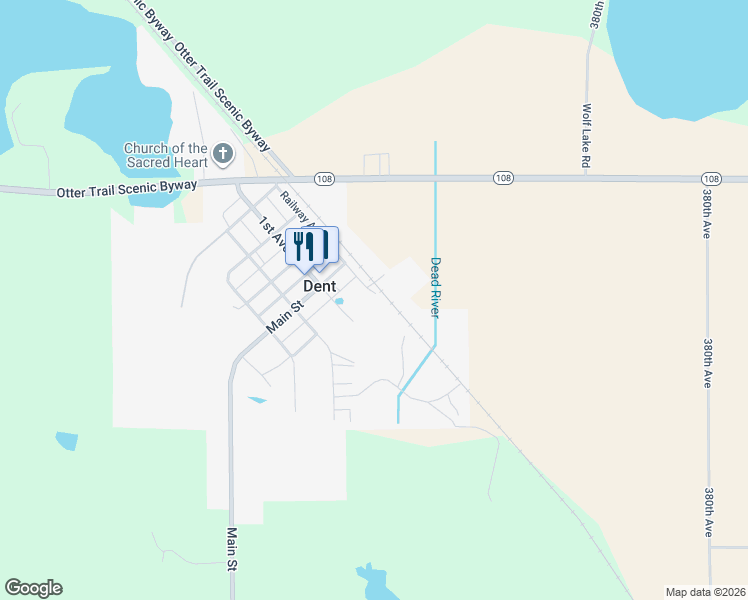 map of restaurants, bars, coffee shops, grocery stores, and more near 204 Railway Avenue South in Dent