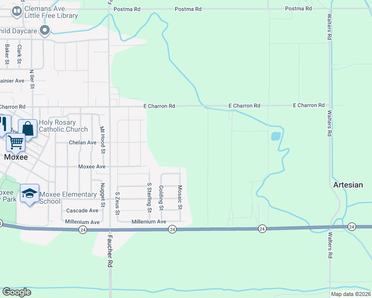 map of restaurants, bars, coffee shops, grocery stores, and more near in Moxee