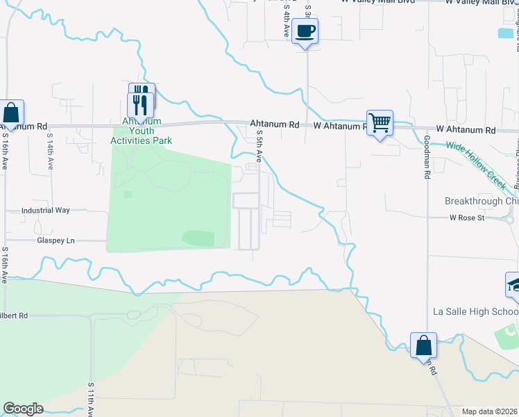 map of restaurants, bars, coffee shops, grocery stores, and more near 2766 South 5th Avenue in Union Gap