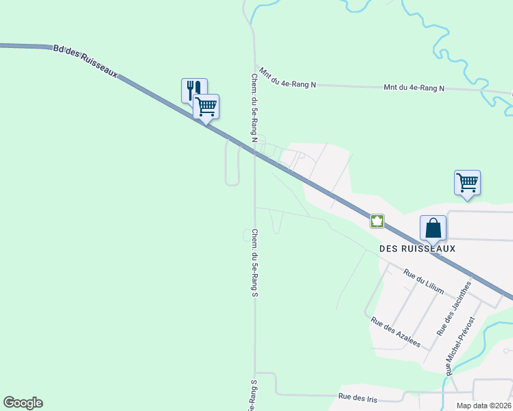map of restaurants, bars, coffee shops, grocery stores, and more near 2450 Chemin du 5e-Rang Sud in Mont-Laurier