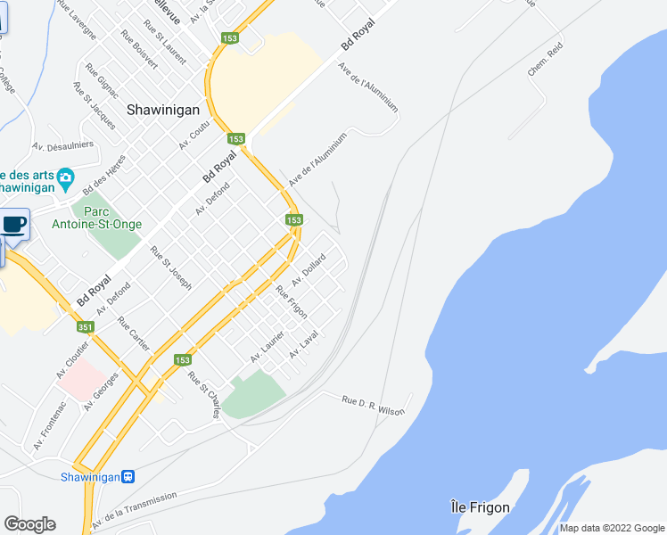 map of restaurants, bars, coffee shops, grocery stores, and more near 2726 Avenue Saint - Jean in Shawinigan