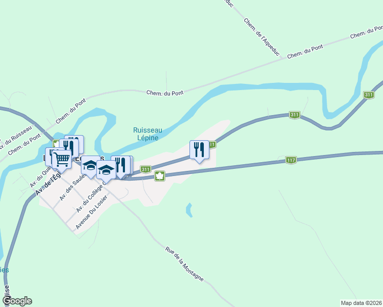 map of restaurants, bars, coffee shops, grocery stores, and more near 685 Québec 311 in Lac-des-Écorces
