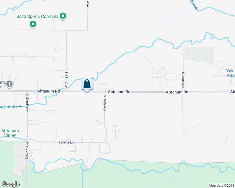 map of restaurants, bars, coffee shops, grocery stores, and more near 2607 S 34th Ave in Yakima