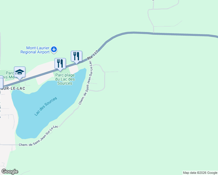 map of restaurants, bars, coffee shops, grocery stores, and more near Rue Fernand Chamard in Mont-Laurier