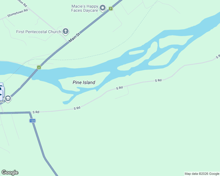 map of restaurants, bars, coffee shops, grocery stores, and more near 165 South Road in Doaktown