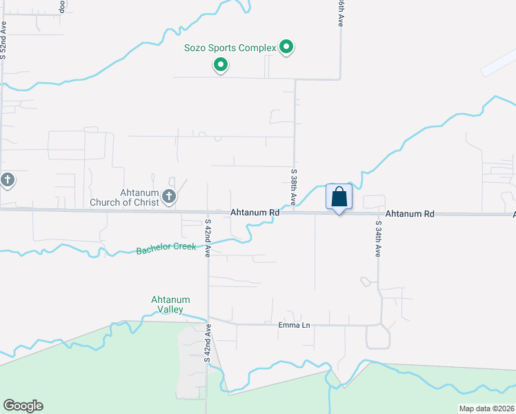map of restaurants, bars, coffee shops, grocery stores, and more near 3905 Ahtanum Road in Yakima