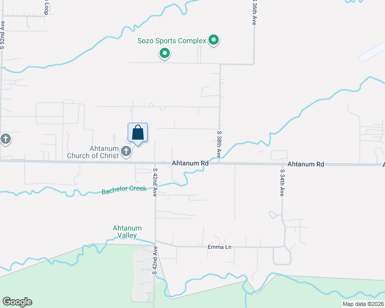 map of restaurants, bars, coffee shops, grocery stores, and more near 3905 Ahtanum Road in Yakima