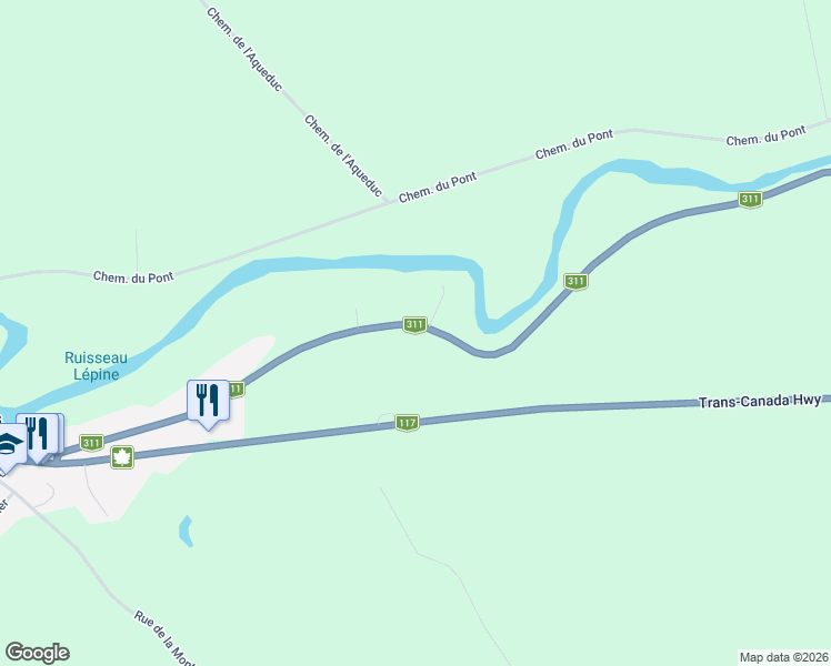 map of restaurants, bars, coffee shops, grocery stores, and more near 710 Québec 311 in Lac-des-Écorces