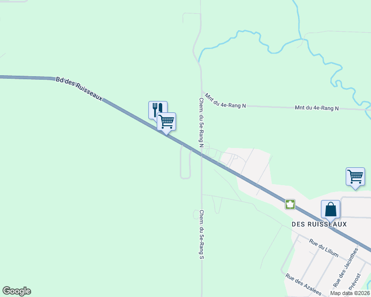 map of restaurants, bars, coffee shops, grocery stores, and more near 685 Boulevard des Ruisseaux in Mont-Laurier