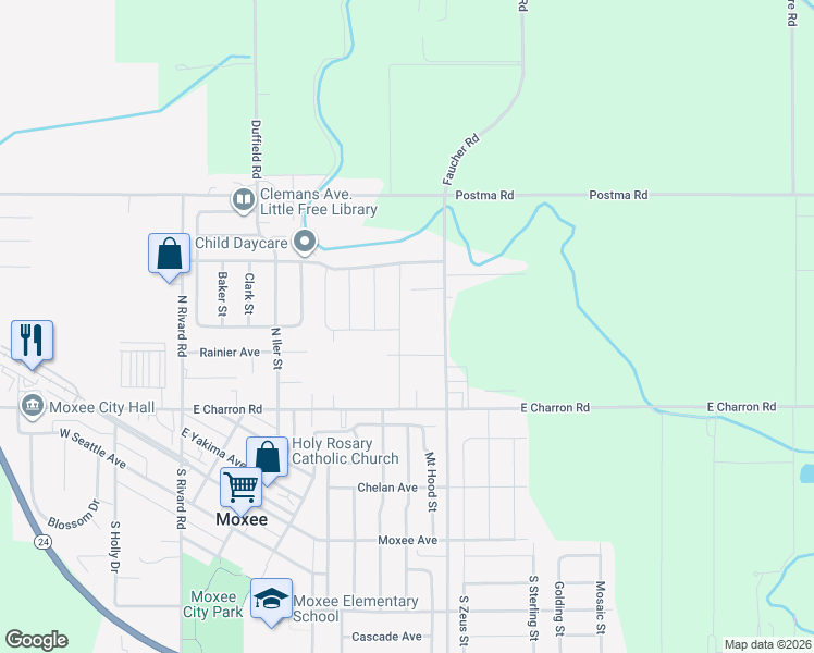map of restaurants, bars, coffee shops, grocery stores, and more near 505 LaCoursiere Street in Moxee