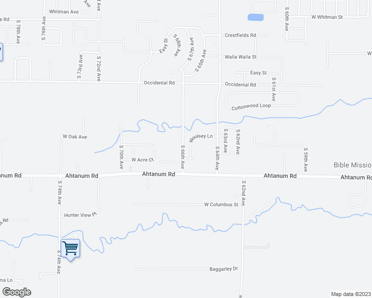 map of restaurants, bars, coffee shops, grocery stores, and more near 2414 South 66th Avenue in Yakima