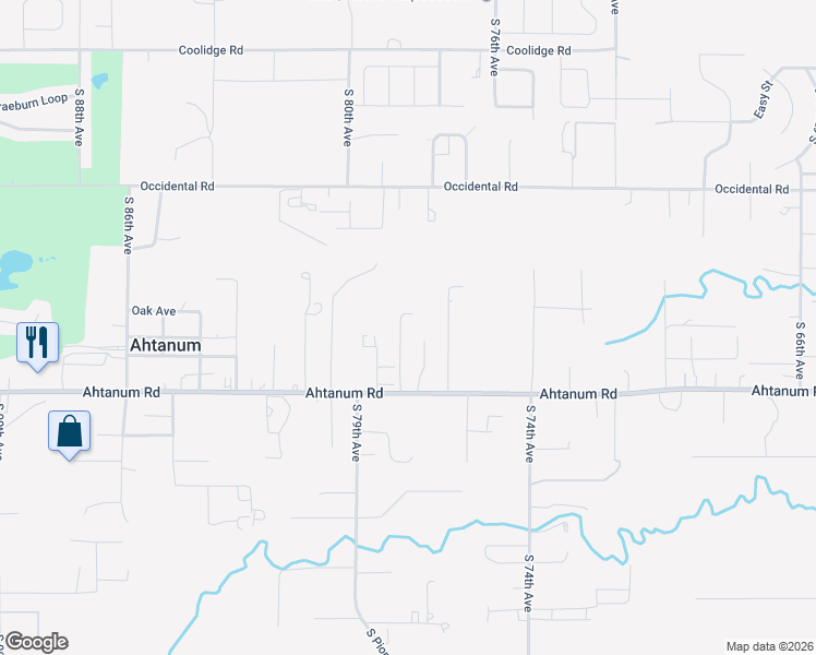 map of restaurants, bars, coffee shops, grocery stores, and more near 2502 South 78th Avenue in Yakima