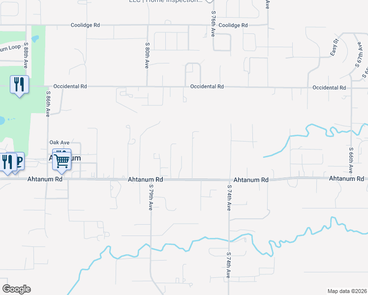 map of restaurants, bars, coffee shops, grocery stores, and more near 2502 South 78th Avenue in Yakima
