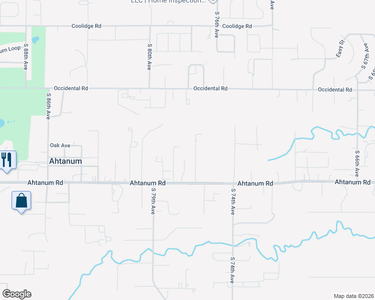 map of restaurants, bars, coffee shops, grocery stores, and more near 2502 South 78th Avenue in Yakima