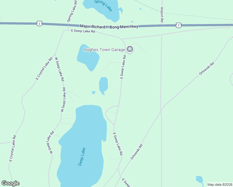 map of restaurants, bars, coffee shops, grocery stores, and more near 68025 East Deep Lake Road in Iron River