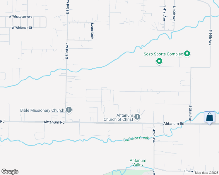 map of restaurants, bars, coffee shops, grocery stores, and more near 4607 Ahtanum Road in Yakima