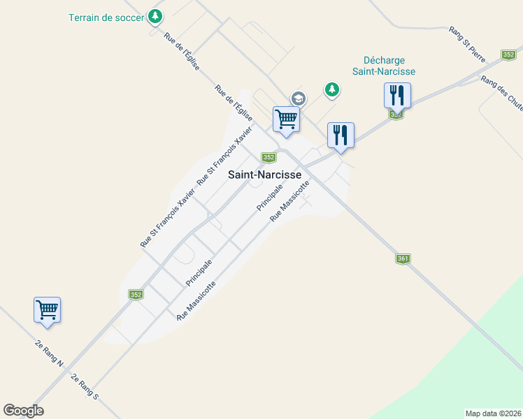 map of restaurants, bars, coffee shops, grocery stores, and more near 521 Rue Principale in Saint-Narcisse