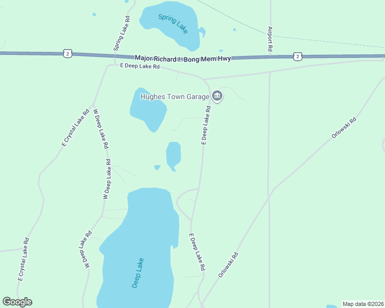 map of restaurants, bars, coffee shops, grocery stores, and more near 68025 East Deep Lake Road in Iron River