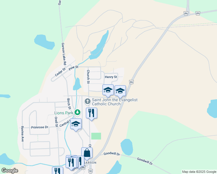 map of restaurants, bars, coffee shops, grocery stores, and more near Brodie Street in Sudbury