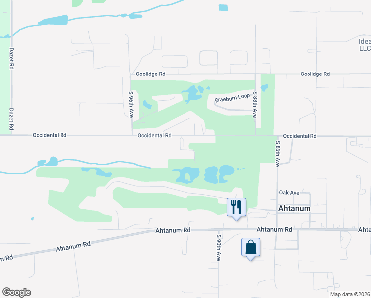 map of restaurants, bars, coffee shops, grocery stores, and more near 9150 Occidental Road in Yakima